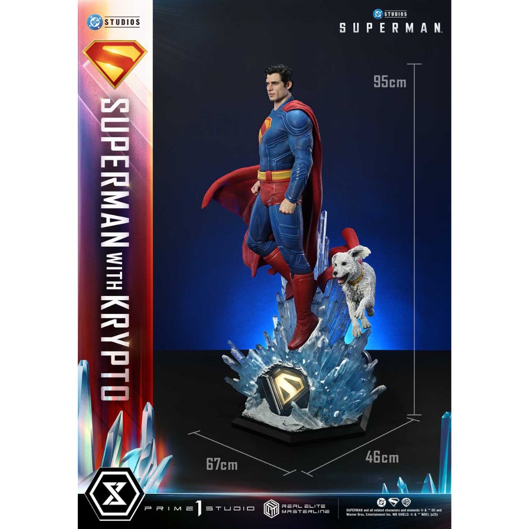 Superman (2025 Film) Superman With Krypto Statue By Prime1 Studios -Prime 1 Studio - India - www.superherotoystore.com
