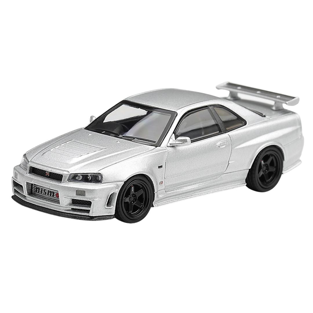 Nissan Nismo R34Gt-R Z-Tune Z-Tune Silver 1:64 Diecast Car By Mini Gt