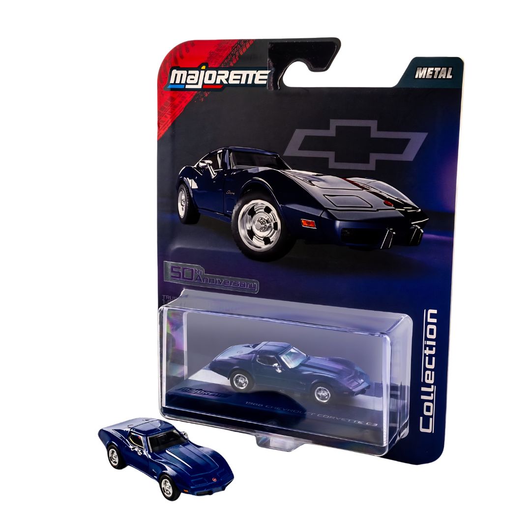 Collection Series Blue Chevrolet Corvette C3 1:64 Scale Die-Cast Car By Majorette