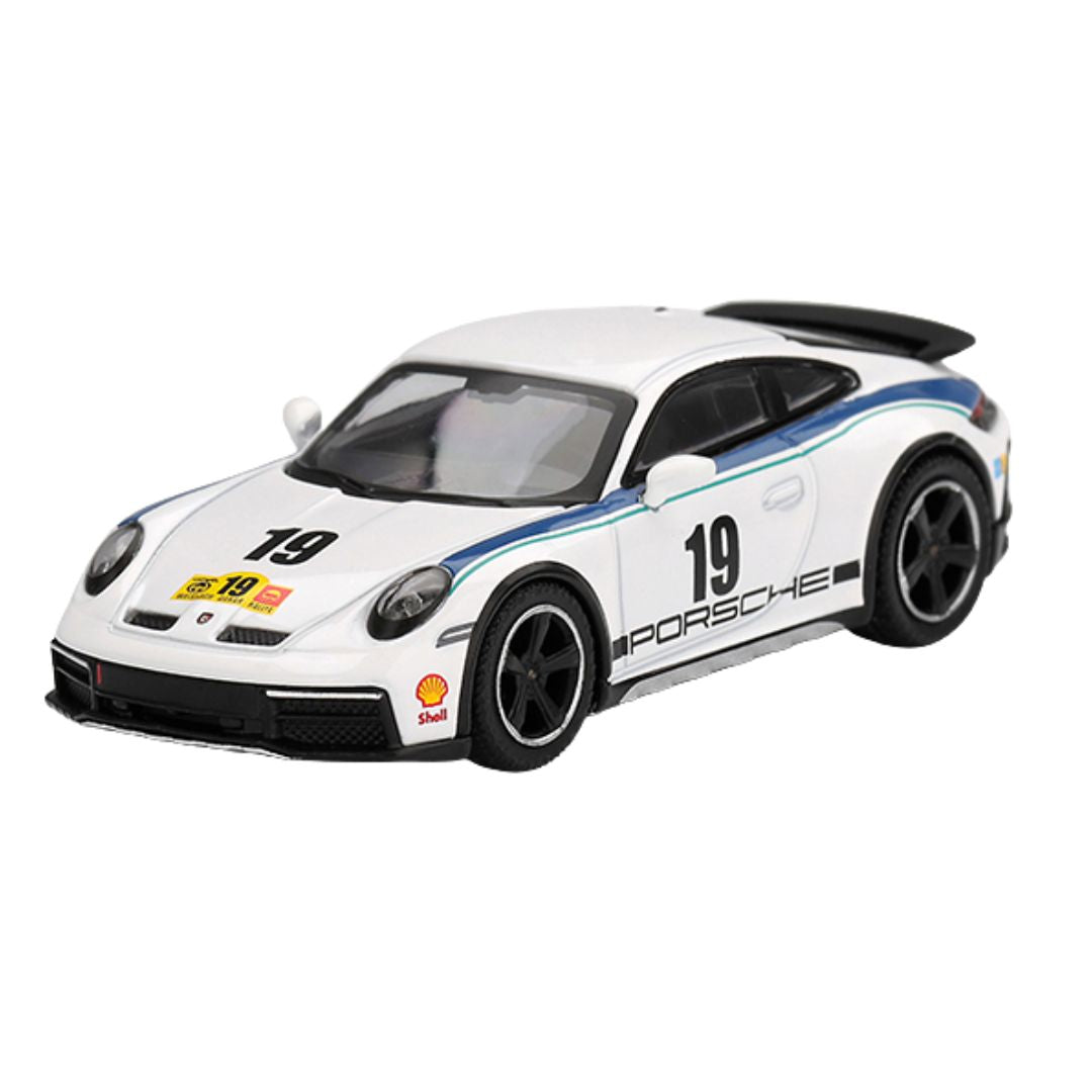 White Porsche 911 Dakar Rally 1974 1:64 Scale Die-Cast Car By MiniGT