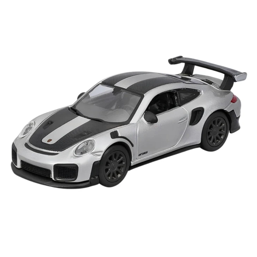 Porsche 911 Gt2 Rs Silver Die-Cast Model Car 1:64 Scale Diecast Car By Bburago