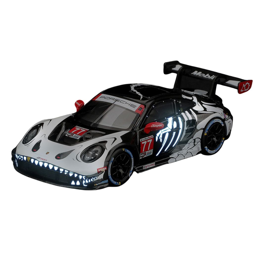 Porsche 911 Gt3 R (992) #77 Ao Racing "Skeleton Rexy" 2026 Imsa Petit Le Mans By Mini Gt
