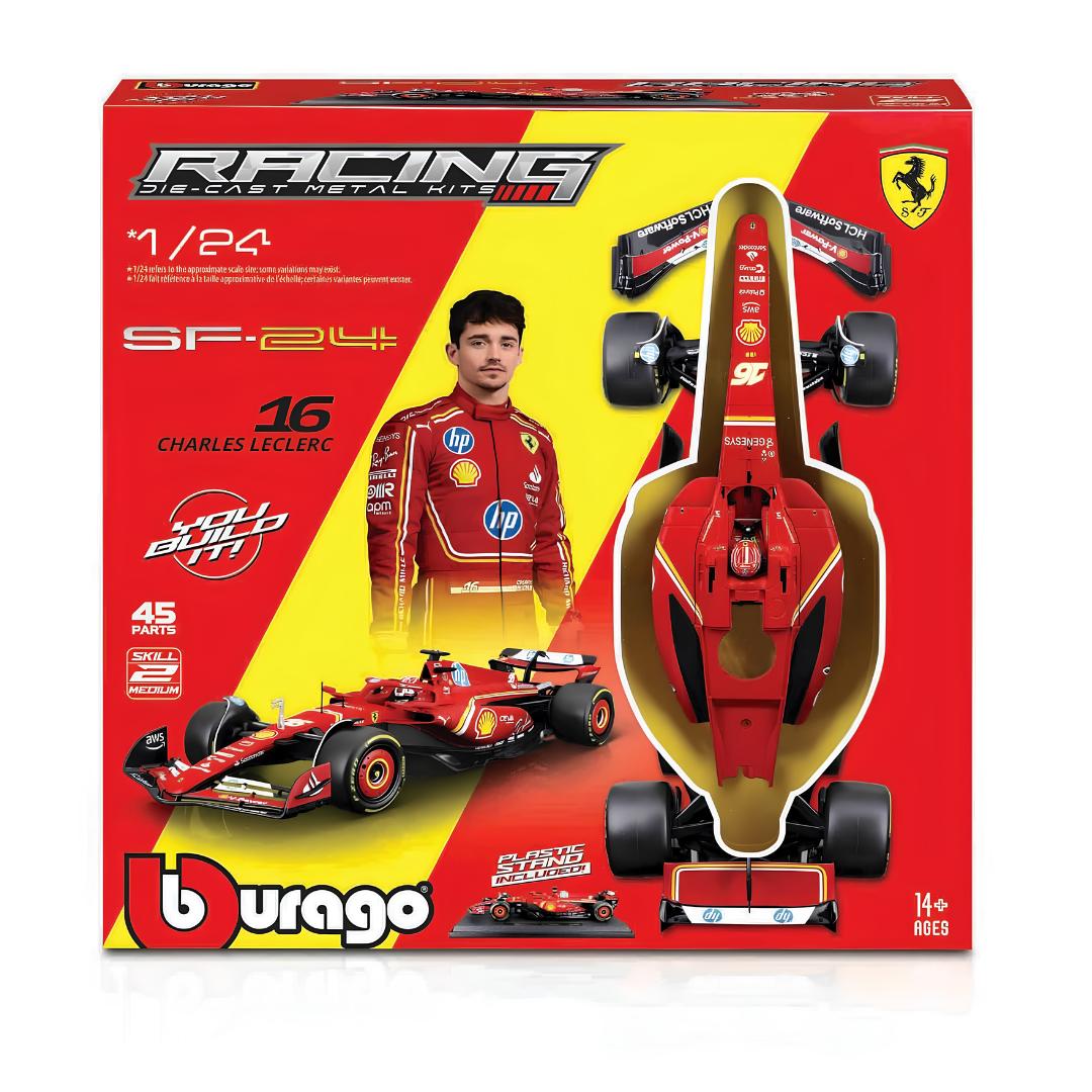 Ferrari Sf-24 Model (Model Kit With Pedestal) - Charles Leclerc 1/24 Scale Diecast Car By Bburago -Bburago - India - www.superherotoystore.com