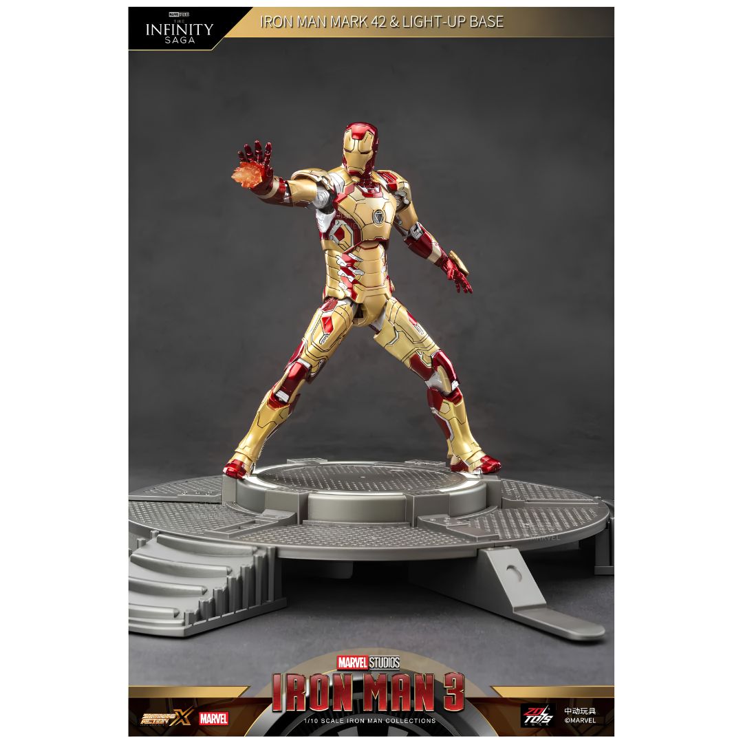 Iron Man Mk42 & Light Up Base Set By Zd Toys