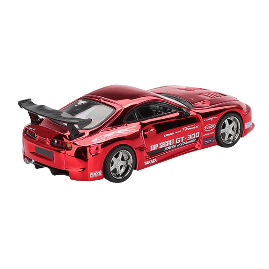 Toyota Supra (A80) Top Secret Gt-300 Top Secret Red Chrome 1/64 Scale Die-Cast Car By Mini Gt