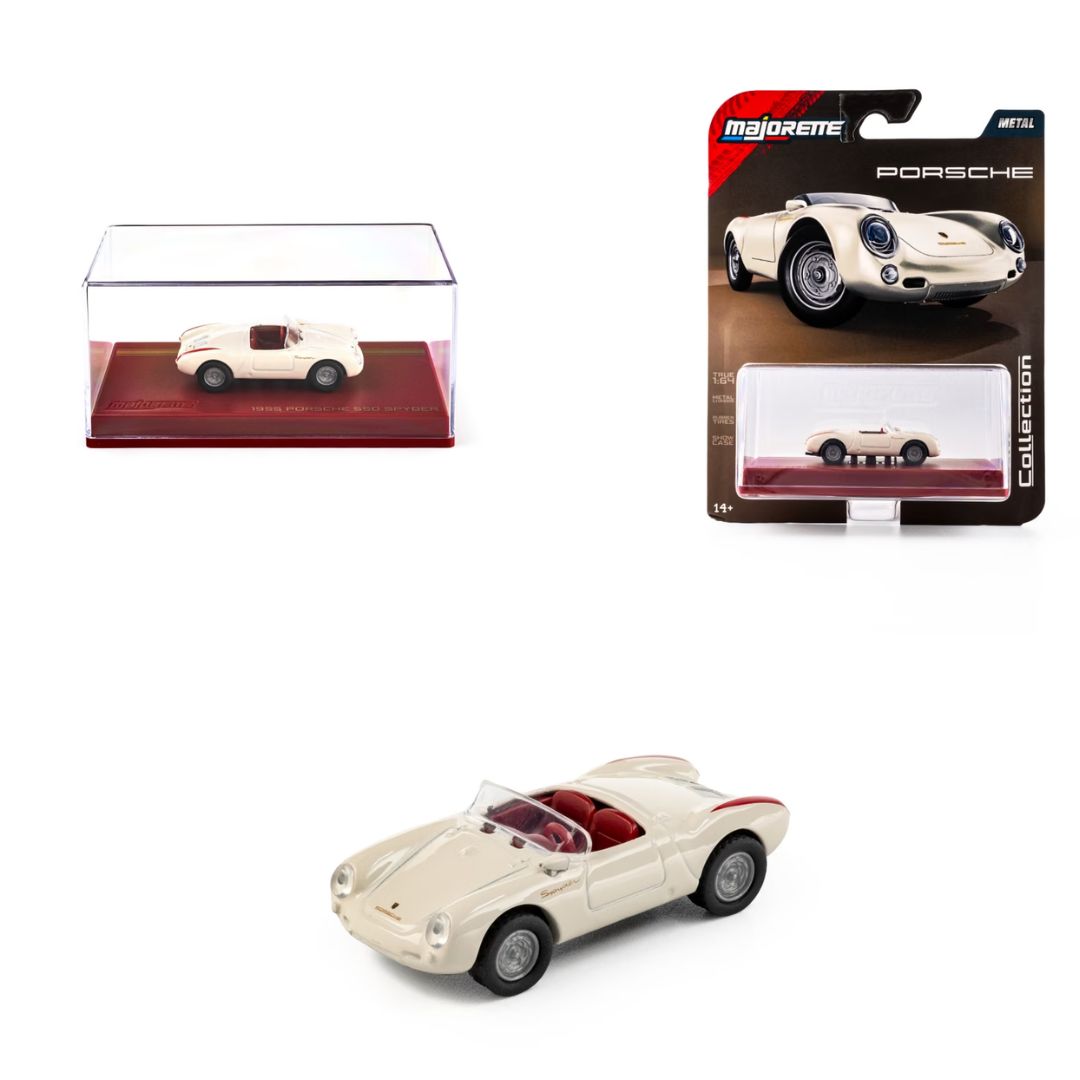 Collection Series White 1955 Porsche 550 Spyder 1:64 Scale Die-Cast Car By Majorette