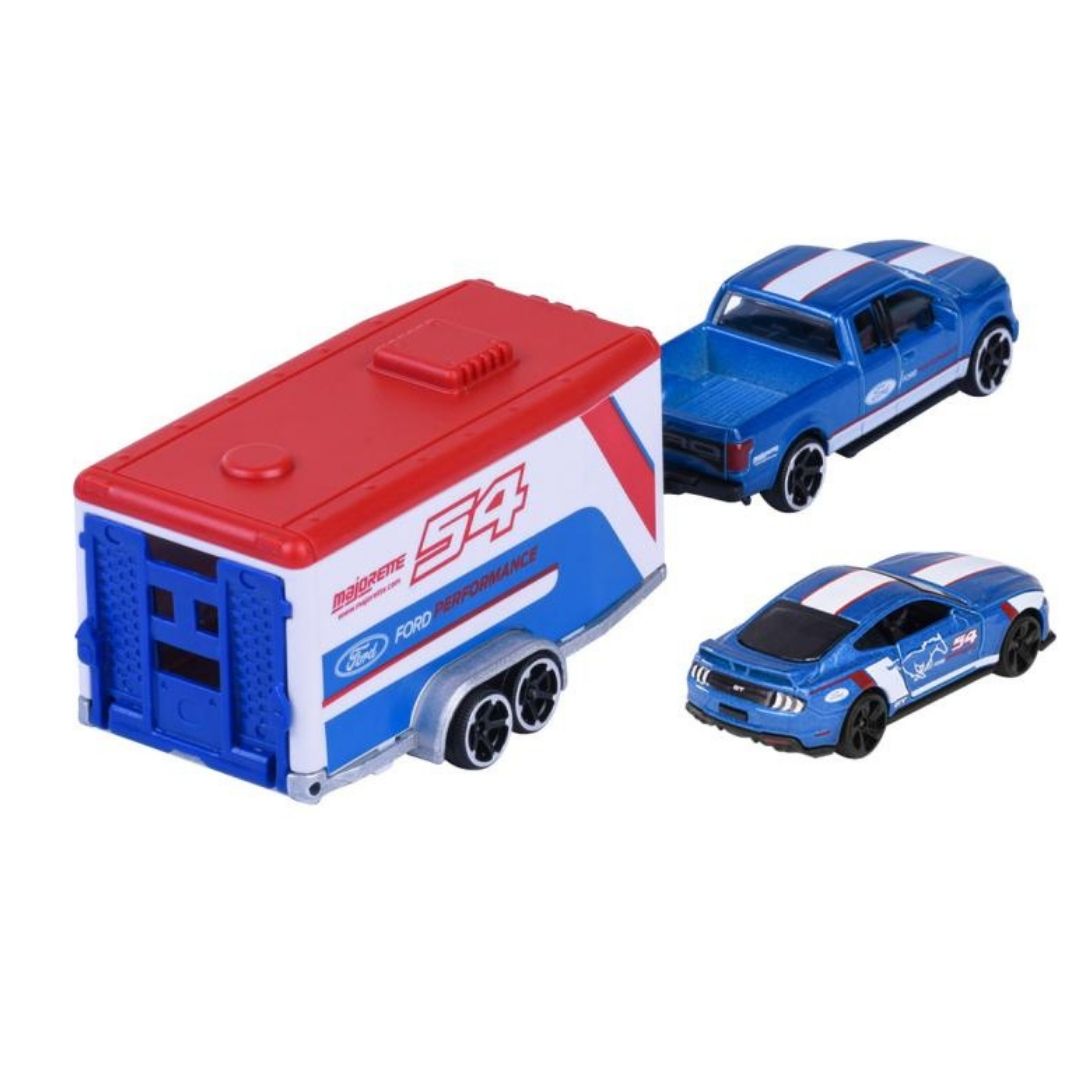 Racing Deluxe FORD F-150 RAPTOR + FORD MUSTANG GT 1:64 Scale Die-Cast Car By Majorette -Majorette - India - www.superherotoystore.com