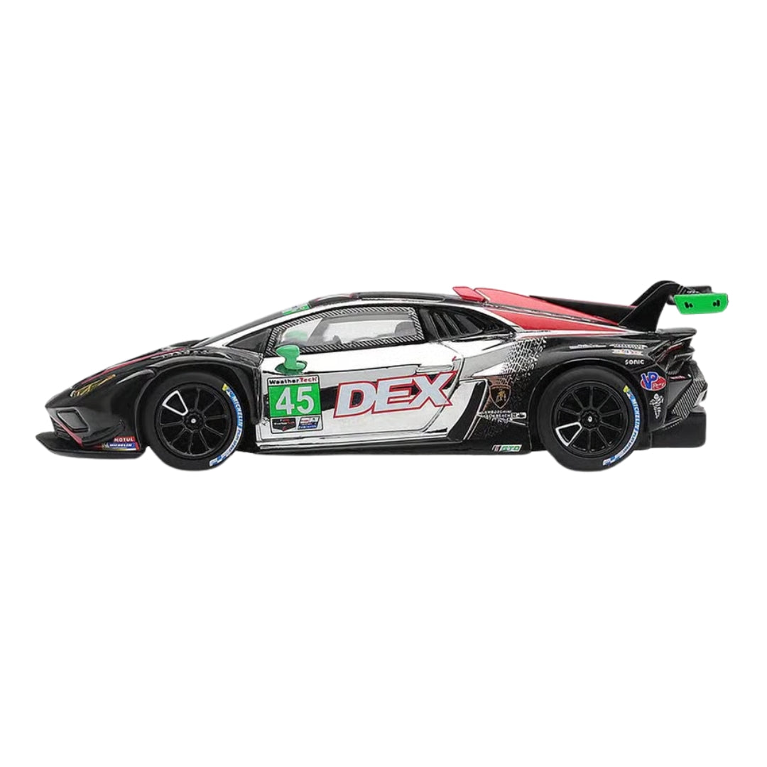 Lamborghini Huracan Gt3 Evo2 #45 Dex Wayne Taylor Racing 2025 Imsa Chevrolet Grand Prix Class Winner 1:64 Scale Die-Cast Car By Mini Gt