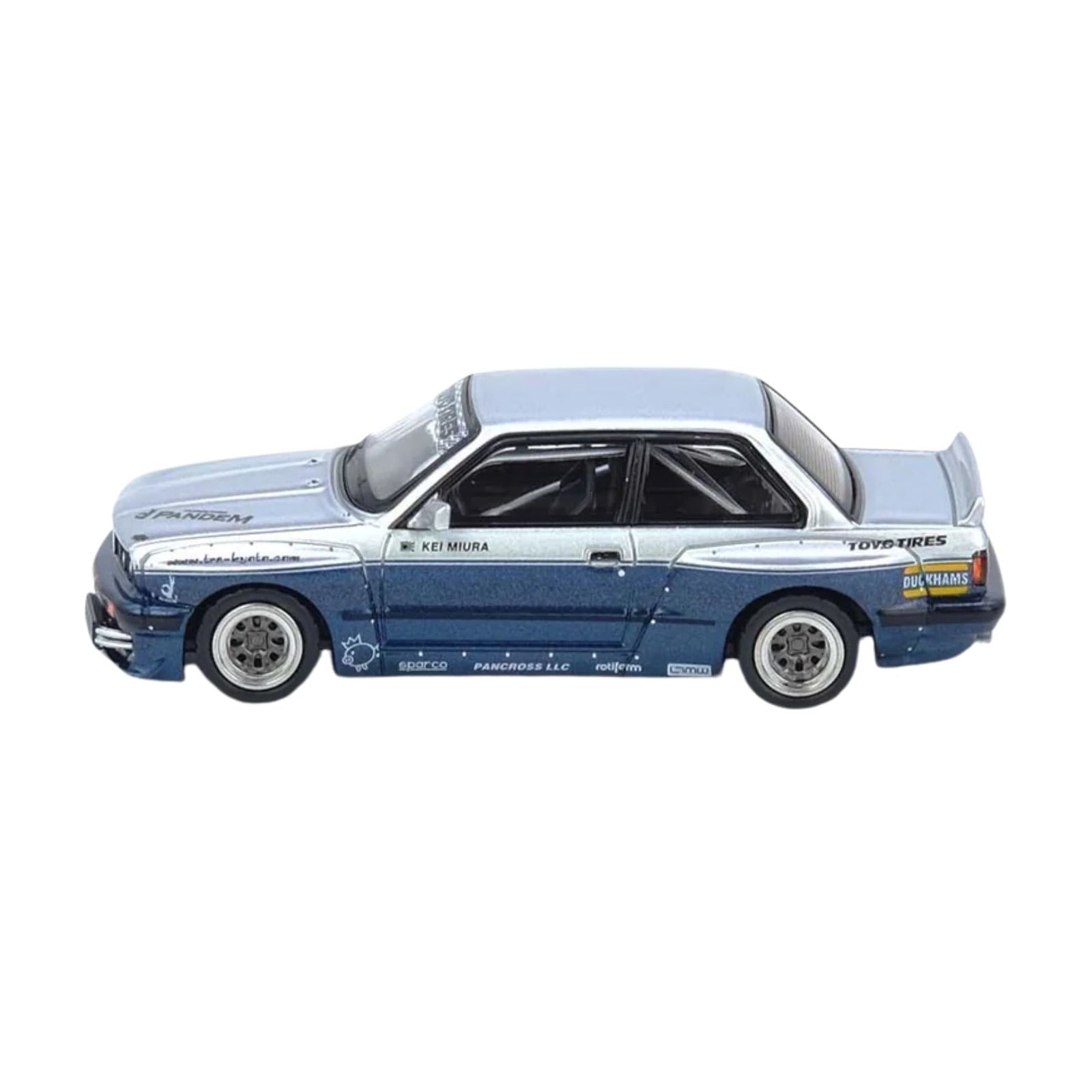 Pandem E30 M3 Silver/Blue 1:64 Diecast Car By Inno64