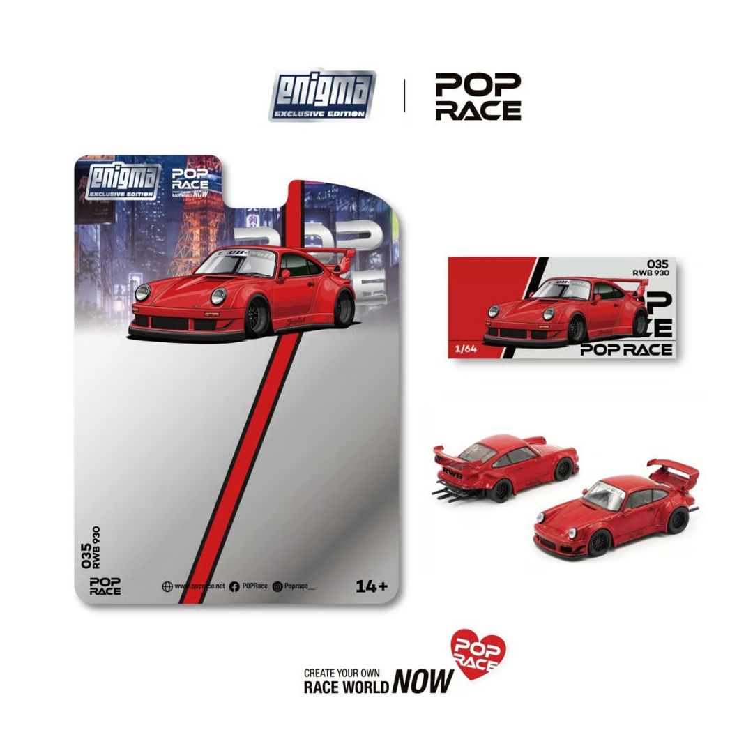Rwb 930 Gt Wing Widebody Blister (Chance Of Chase Car) (Red) 1:64 Scale Die-Cast Car By Pop Race