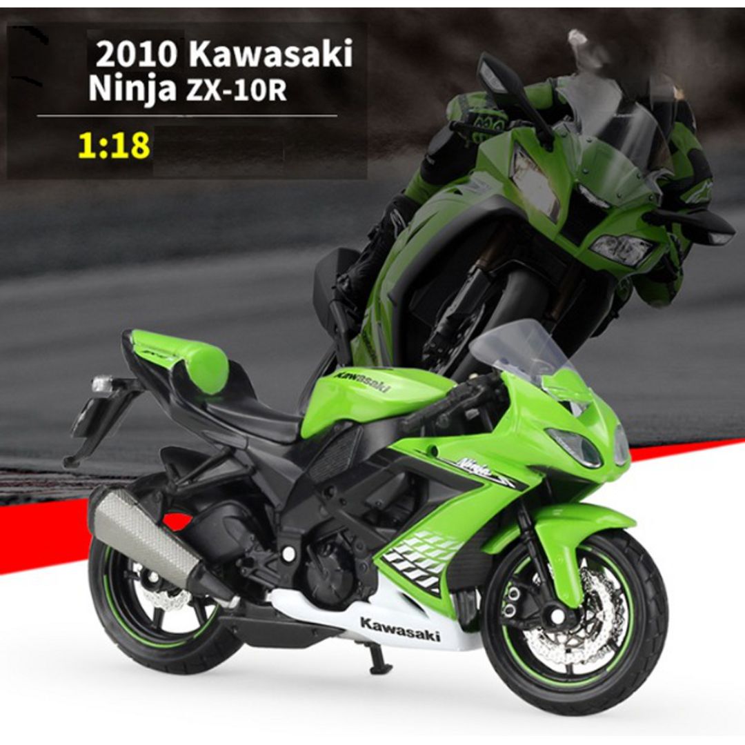 Green Kawasaki Ninja ZX -10R 1:18 Scale Bike by Maisto -Maisto - India - www.superherotoystore.com