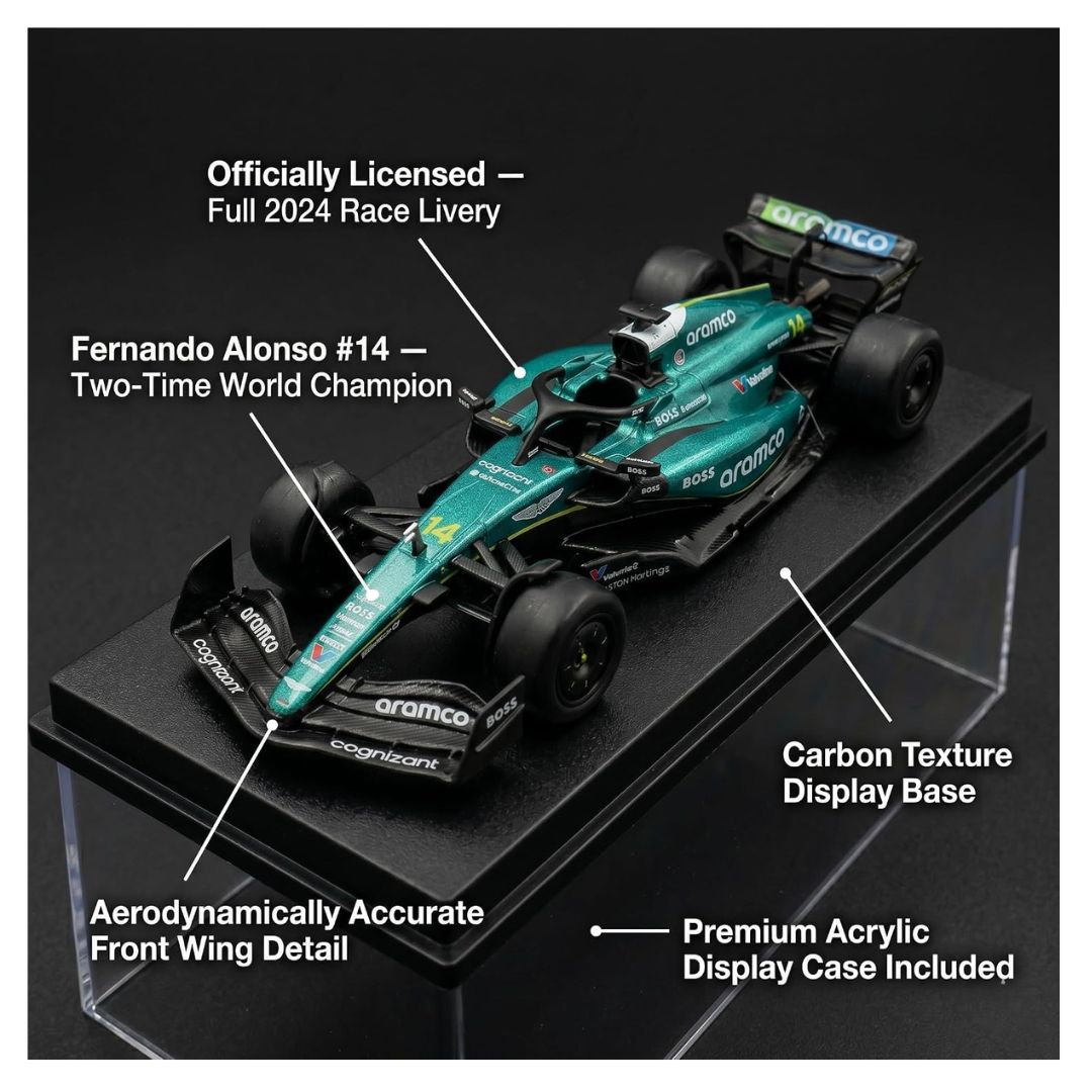 Rw Aston Martin Amr24 F1 Fernando Alonso #14 1:43 Scale Licensed Die-Cast Car By Qy Toys -Qy Toys - India - www.superherotoystore.com