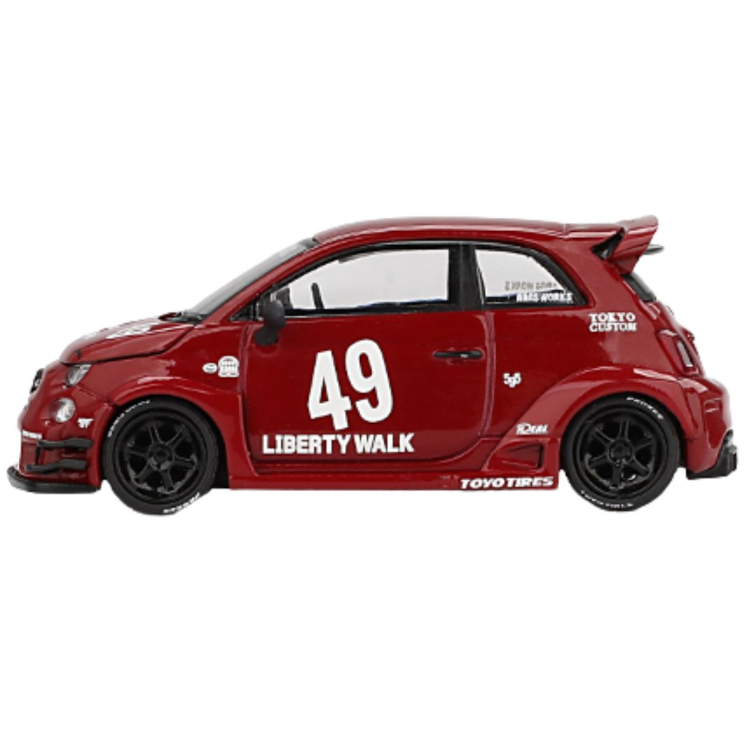 Red Abarth 595 LB-Works X Abas Works 1:64 Scale Die-Cast Car by Mini GT -Mini GT - India - www.superherotoystore.com