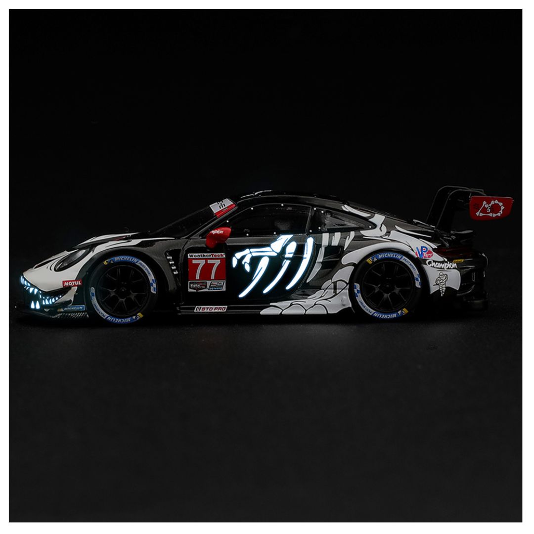 Porsche 911 Gt3 R (992) #77 Ao Racing "Skeleton Rexy" 2026 Imsa Petit Le Mans By Mini Gt
