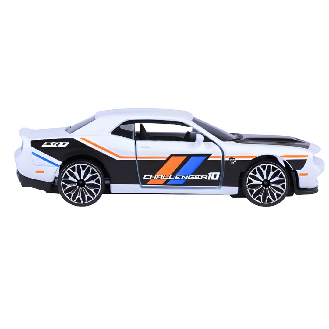 Racing Premium White Dodge Challenger SRT HELLCAT Die-Cast Car By Majorette -Majorette - India - www.superherotoystore.com