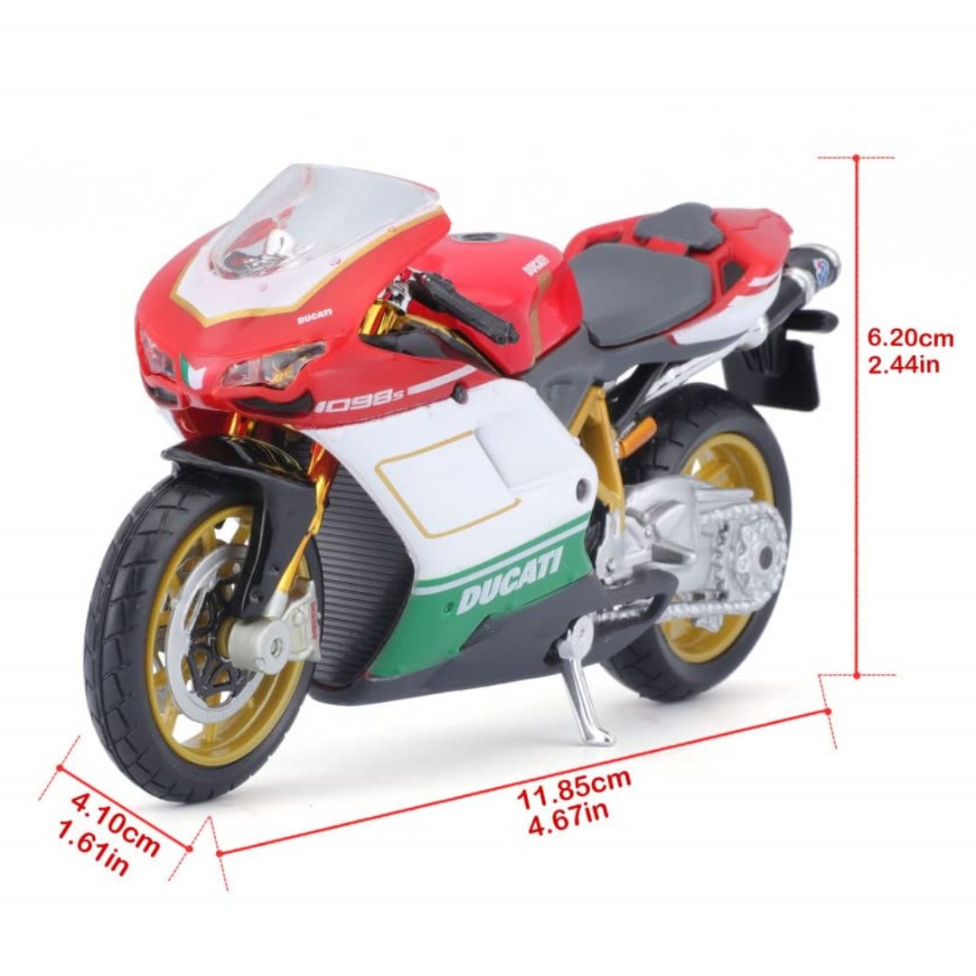 White Ducati 1098 S Tricolore 1:18 Scale Bike by Maisto -Maisto - India - www.superherotoystore.com