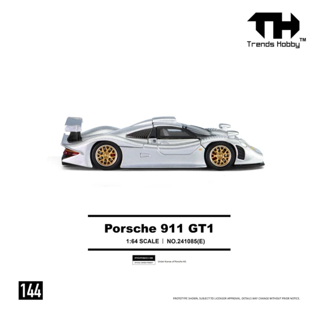Porsche 911 Gt1 1998 (Silver) 1:64 Scale Die-Cast Car By Trends Hobby