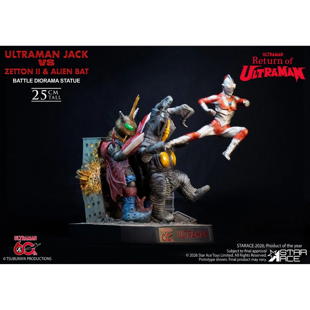 Ultraman Jack Vs Zetton Ii & Alien Bat Battle Scene Diorama Statue By Star Ace Toys