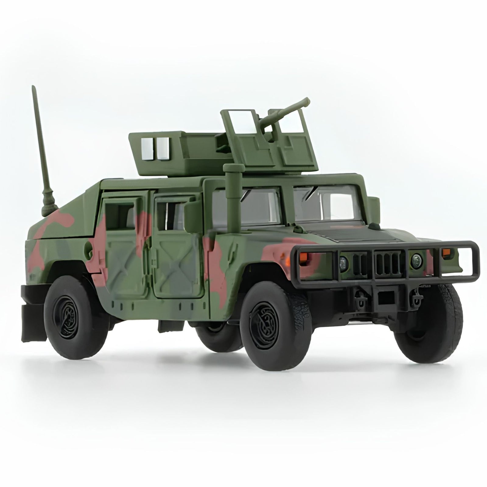Humvee 4-Ct -Woodlan Camo W/Stand Plate 1:64 Diecast Car By Bmc