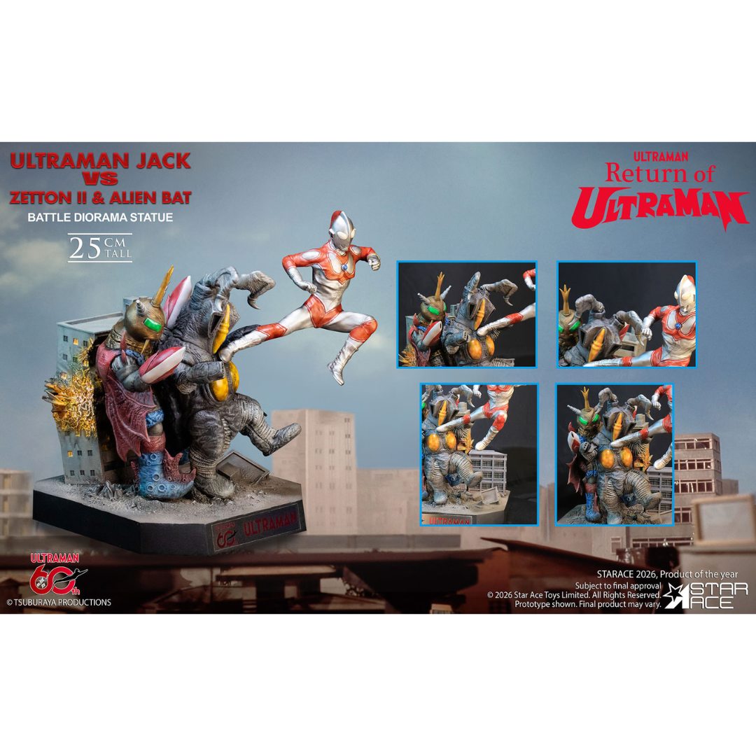 Ultraman Jack Vs Zetton Ii & Alien Bat Battle Scene Diorama Statue By Star Ace Toys