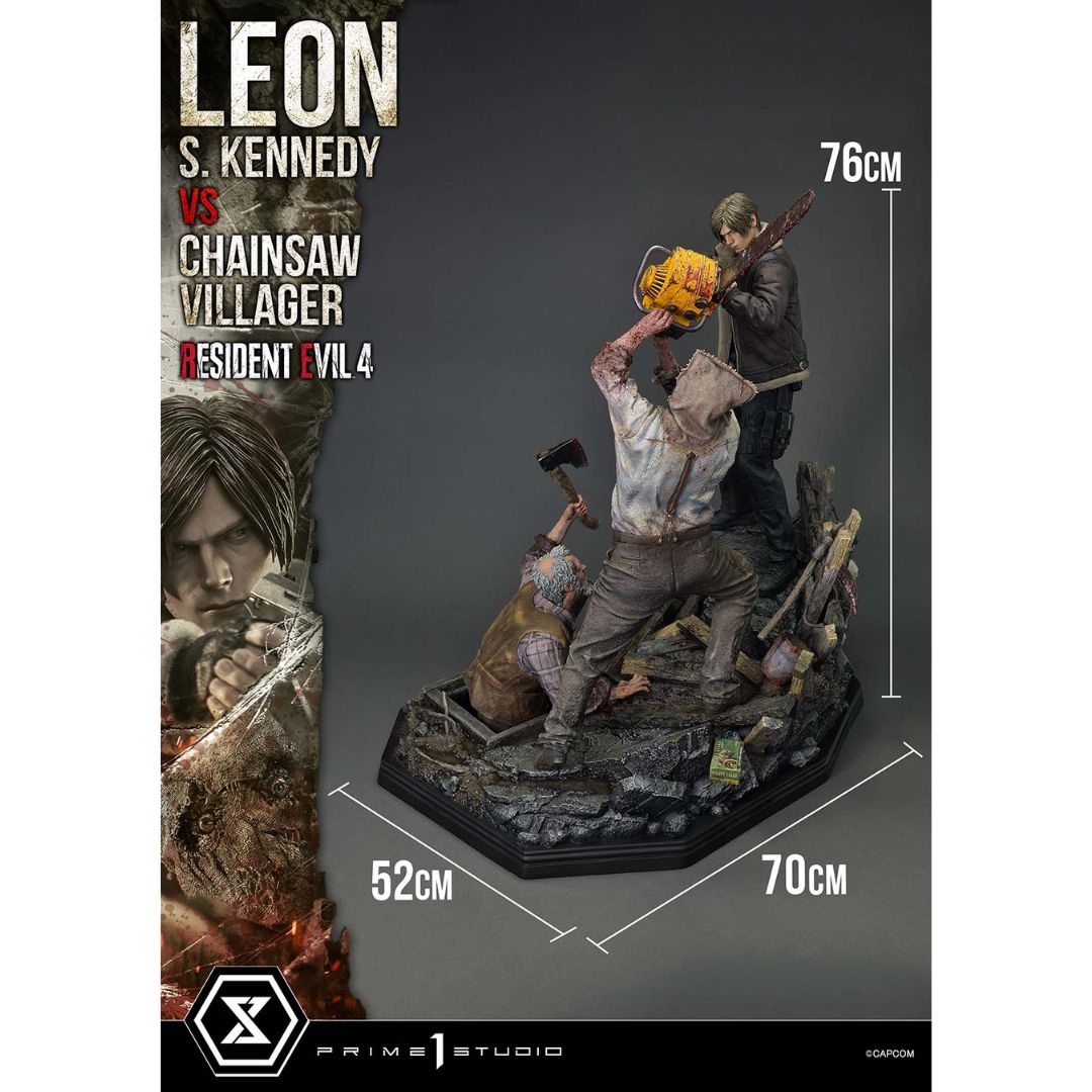 Resident Evil 4 Leon S. Kennedy Versus Chainsaw Villager Statue By Prime1 Studios -Prime 1 Studio - India - www.superherotoystore.com