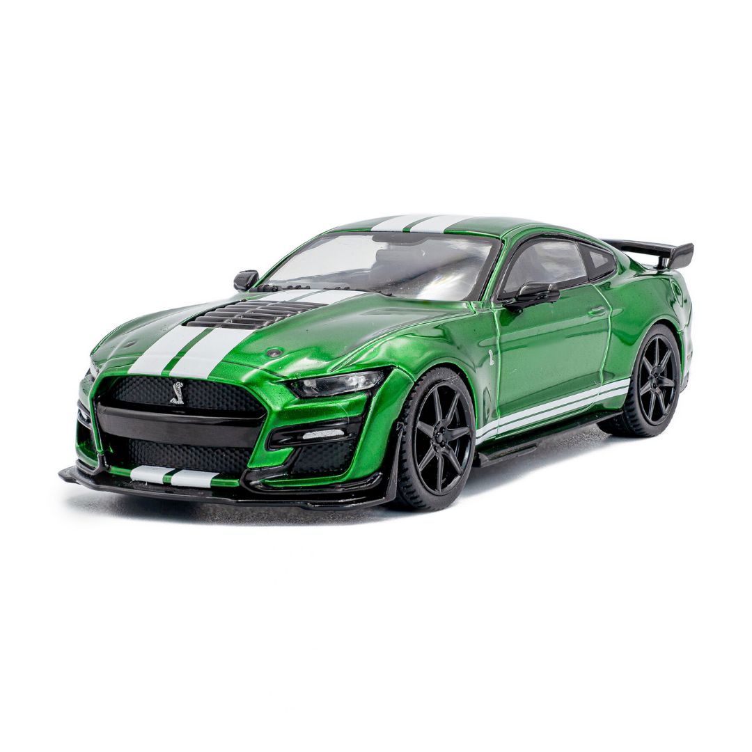 1:43 Shelby Mustang Gt500 Eruption Green Metallic W/White Stripes 2020 By Solido