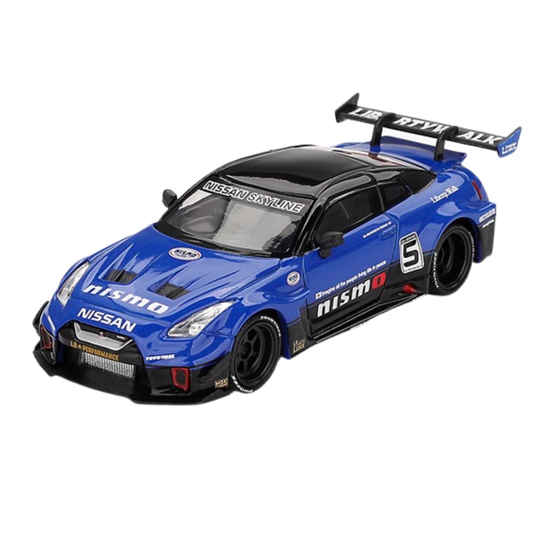 Blue LB-Silhouette WORKS GT NISSAN 35GT-RR Ver.2 1:64 Scale Die-Cast Car By Mini GT