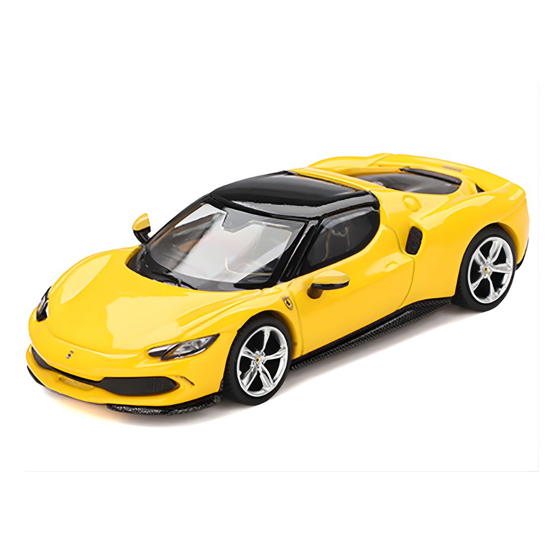 Yellow Ferrari 296 GTB Giallo Modena 1:64 Scale Die-Cast car By BBR Models
