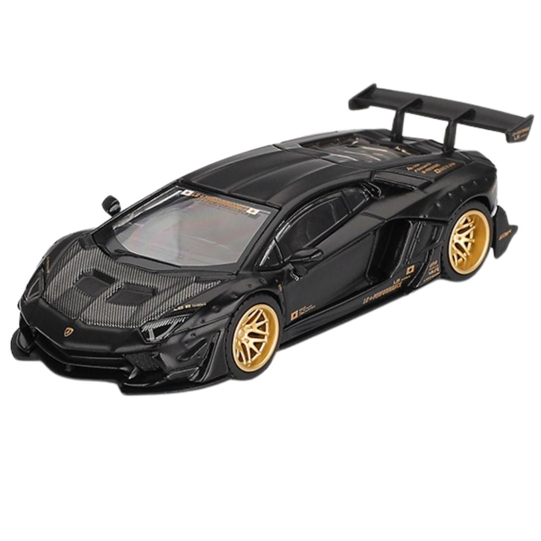 Matte Black LB Works Lamborghini Aventador 1:64 Scale Die-Cast Car By Mini GT