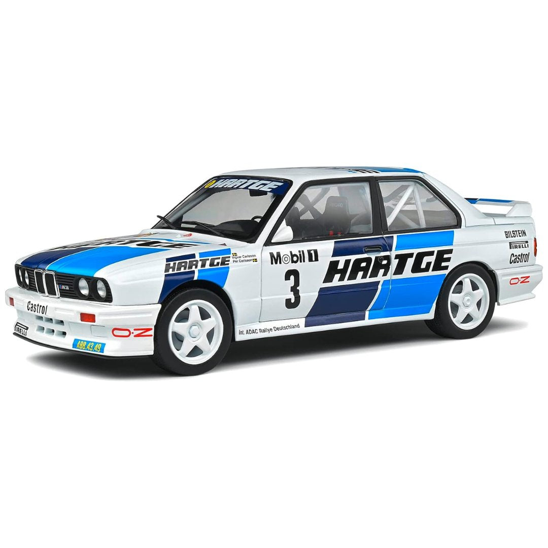 White 1986 BMW M3 E30 ADAC Rally Germany  1:18 Scale die-cast car by Solido -Solido - India - www.superherotoystore.com