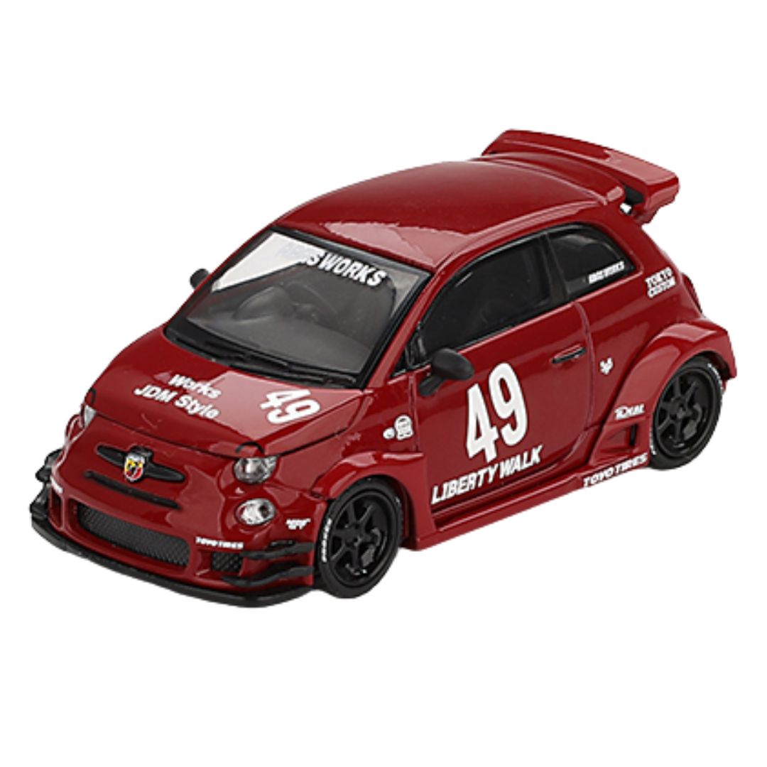 Red Abarth 595 LB-Works X Abas Works 1:64 Scale Die-Cast Car by Mini GT -Mini GT - India - www.superherotoystore.com