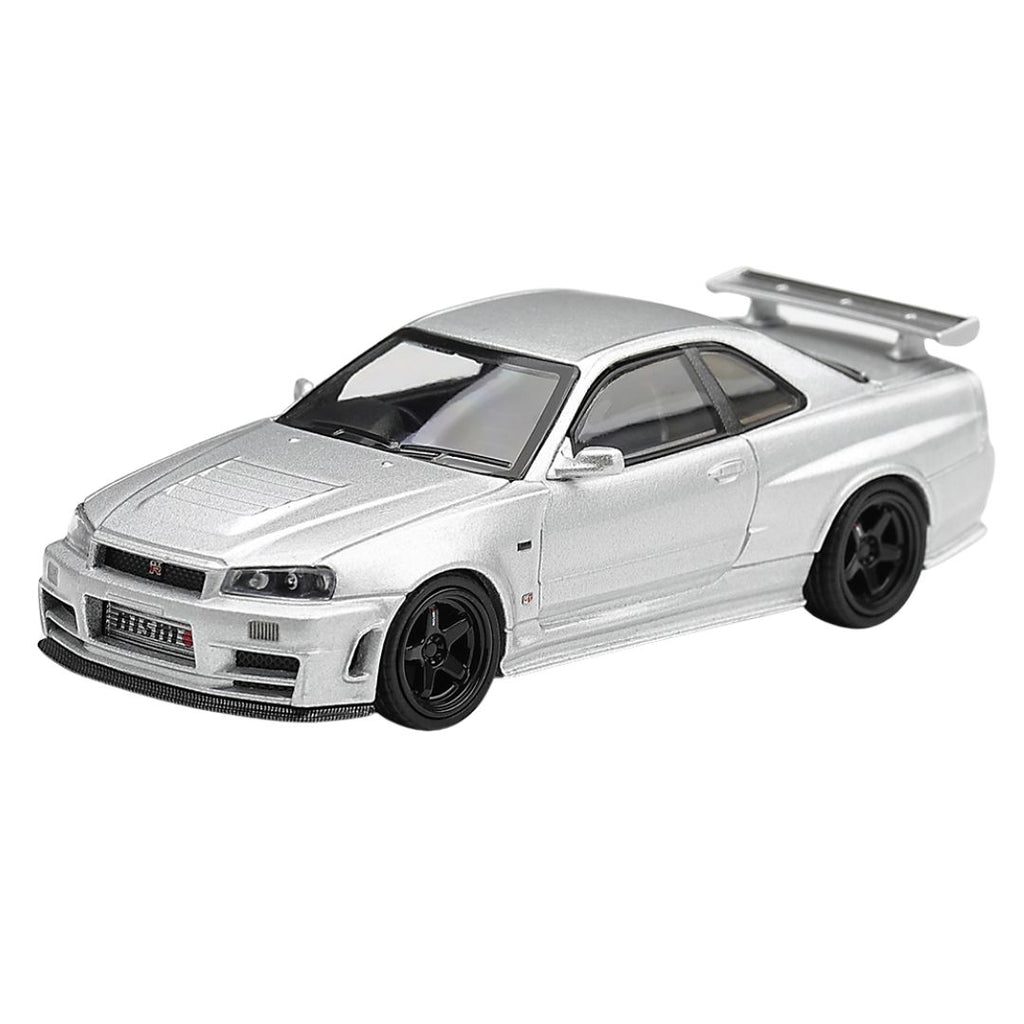 Nissan Nismo R34Gt-R Z-Tune Z-Tune Silver 1:64 Diecast Car By Mini Gt