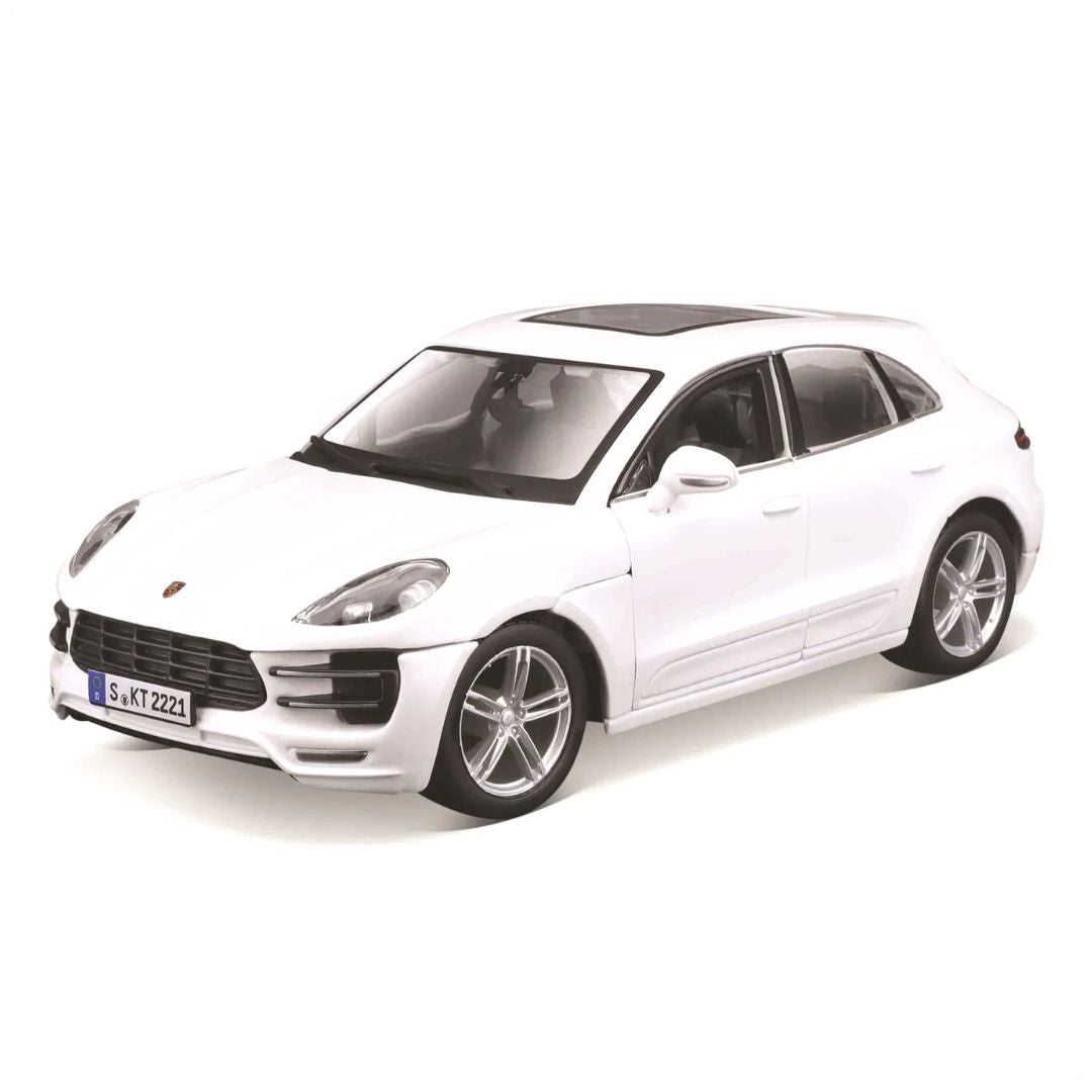 Silver Porsche Macan Turbo 1/24 Scale Die-Cast Car by Bburago