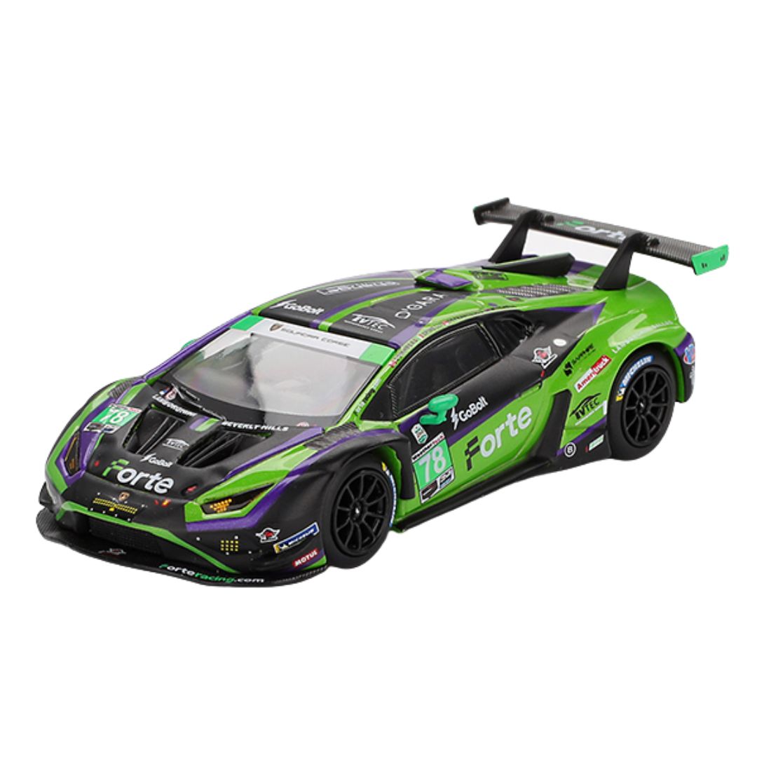 Green Lamborghini Huracán GT3 EVO2 #78 2024 IMSA Daytona 1:64 Scale Die-Cast Car by Mini GT
