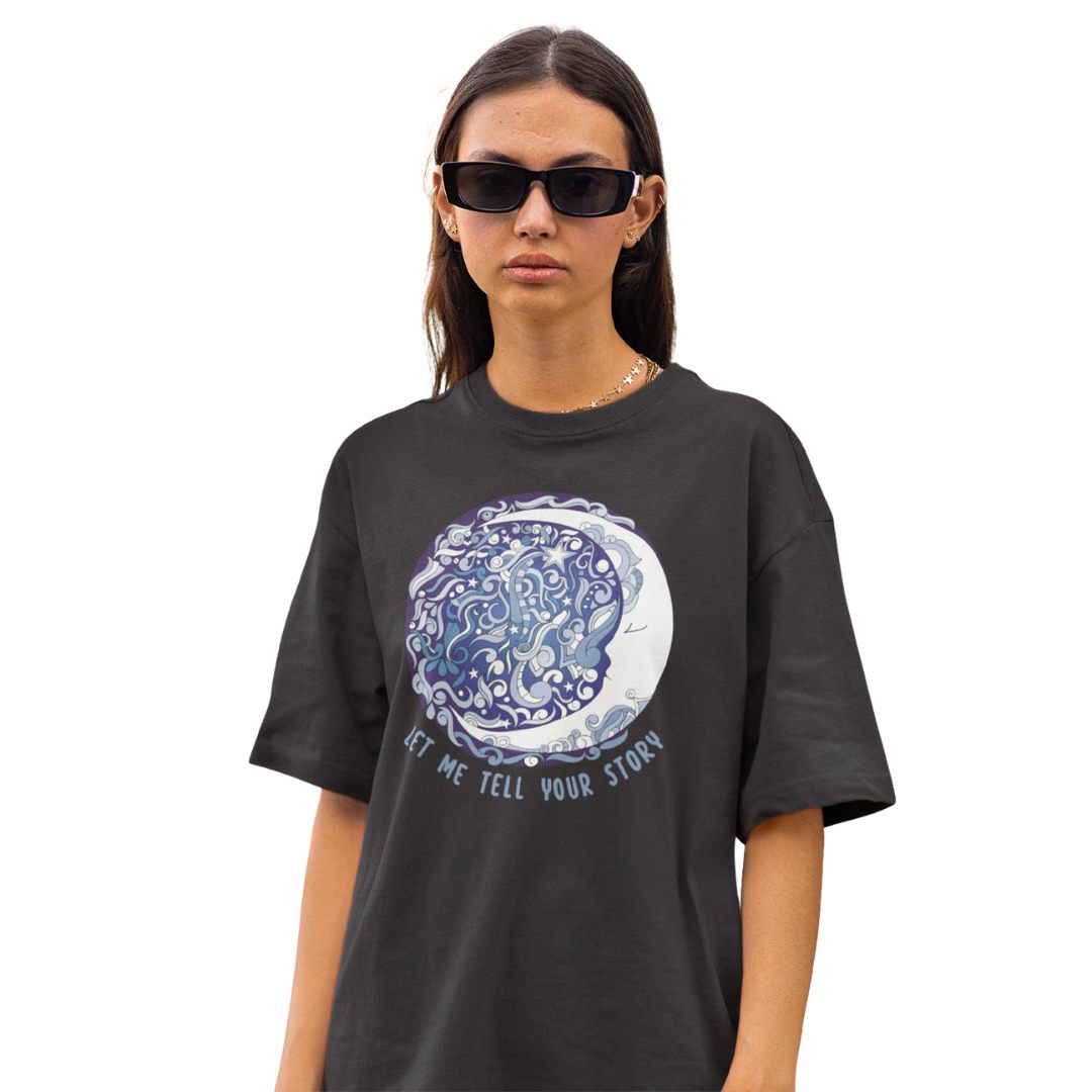 Let me tell you a story Women&#39;s Mandala Oversized T-Shirt -The Bay Store X The Doodleist - India - www.superherotoystore.com