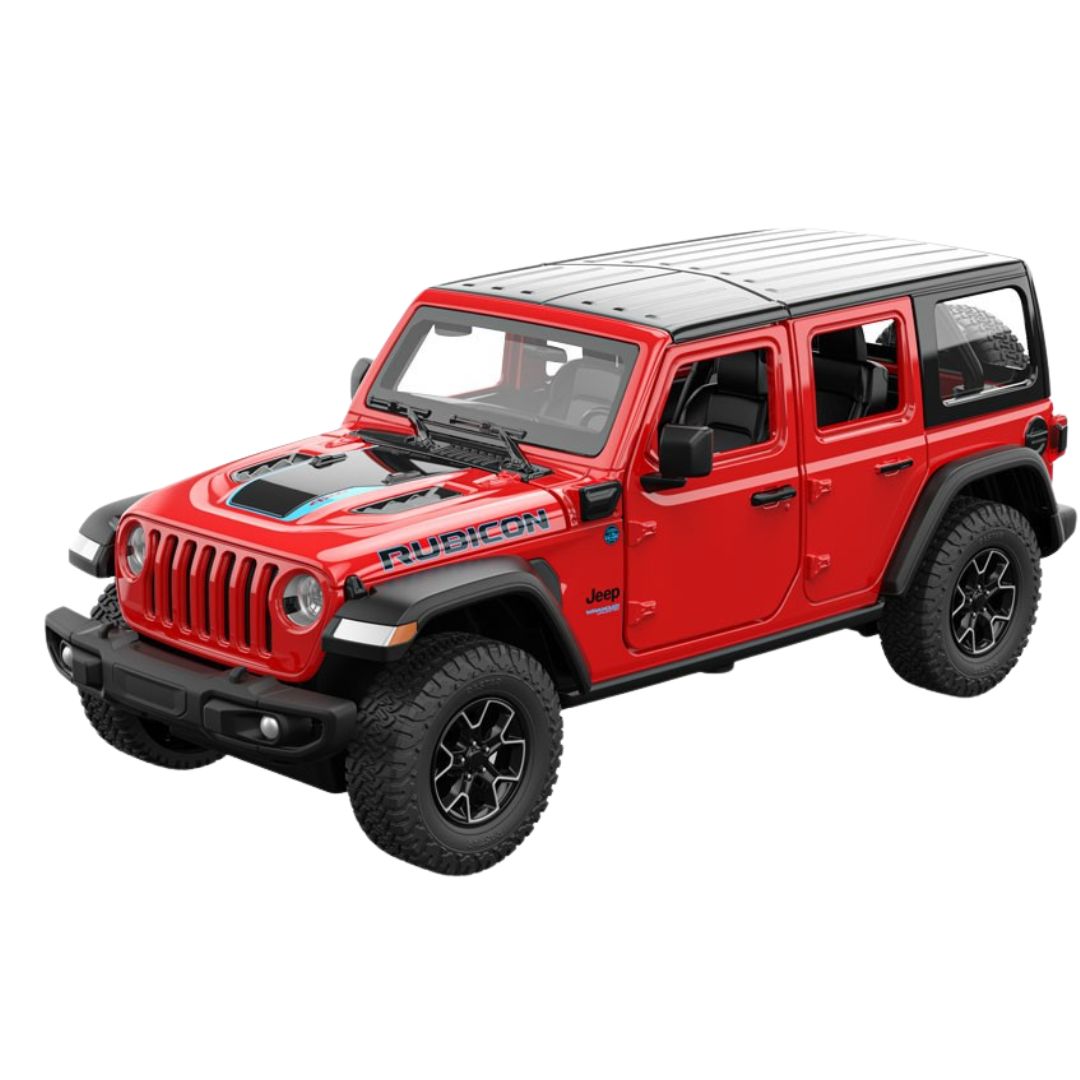 Red Jeep Wrangler Rubicon 4Xe 1:24 Scale Die-Cast Car By Rastar -Rastar - India - www.superherotoystore.com