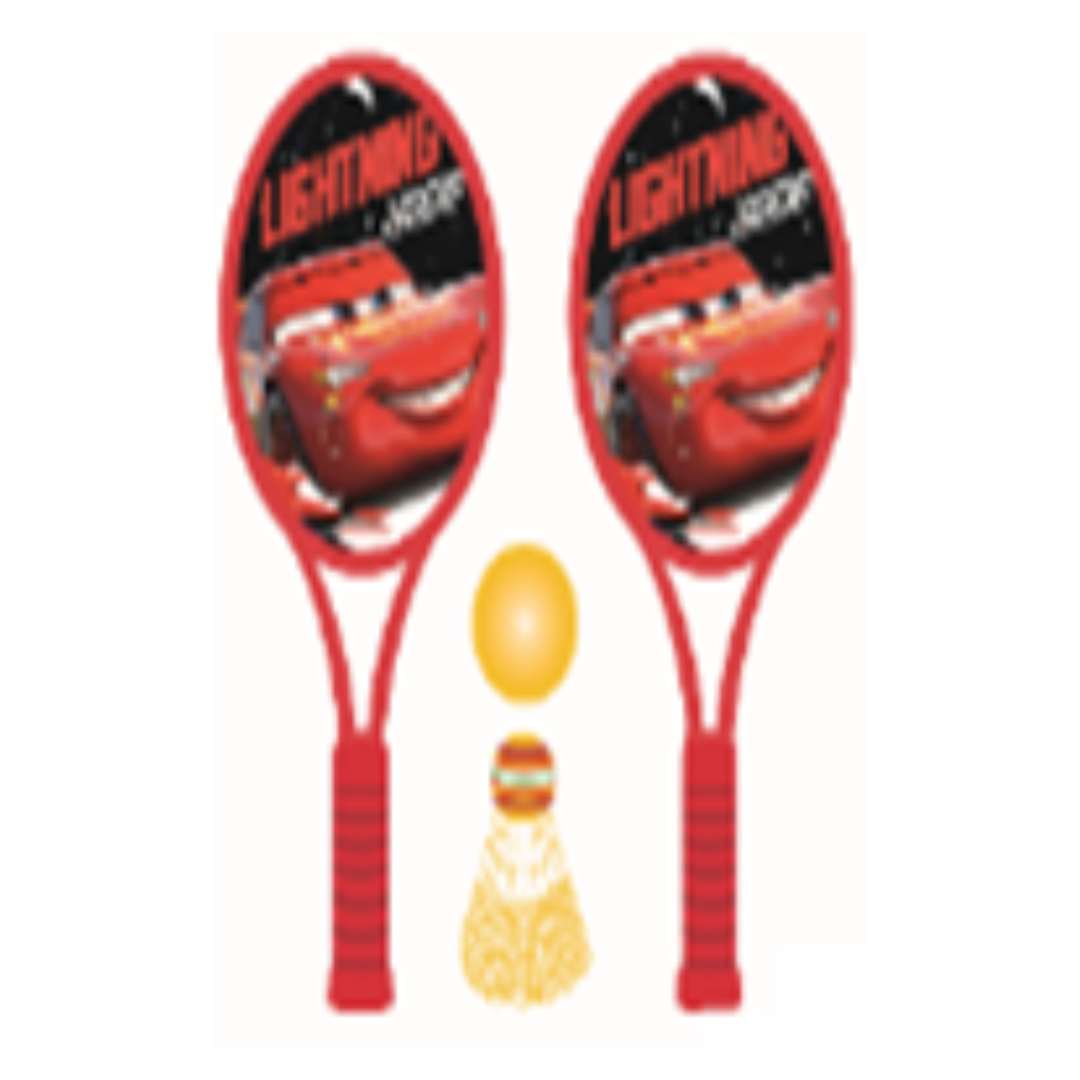 DISNEY PIXAR CARS KIDS PLASTIC BADMINTON/TENNIS RACKET SET (PAIR) - RE ...