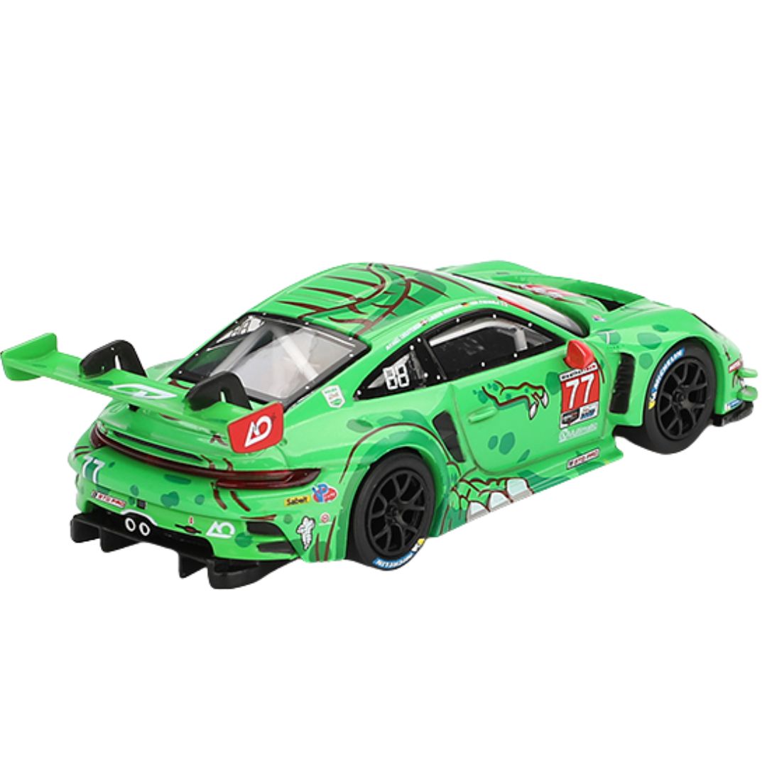 Porsche 911 GT3 R #77 AO Racing 2024 IMSA Daytona 24 Hrs GTD Pro 2nd Place 1:64 Scale Die-Cast Car By Mini GT -Mini GT - India - www.superherotoystore.com