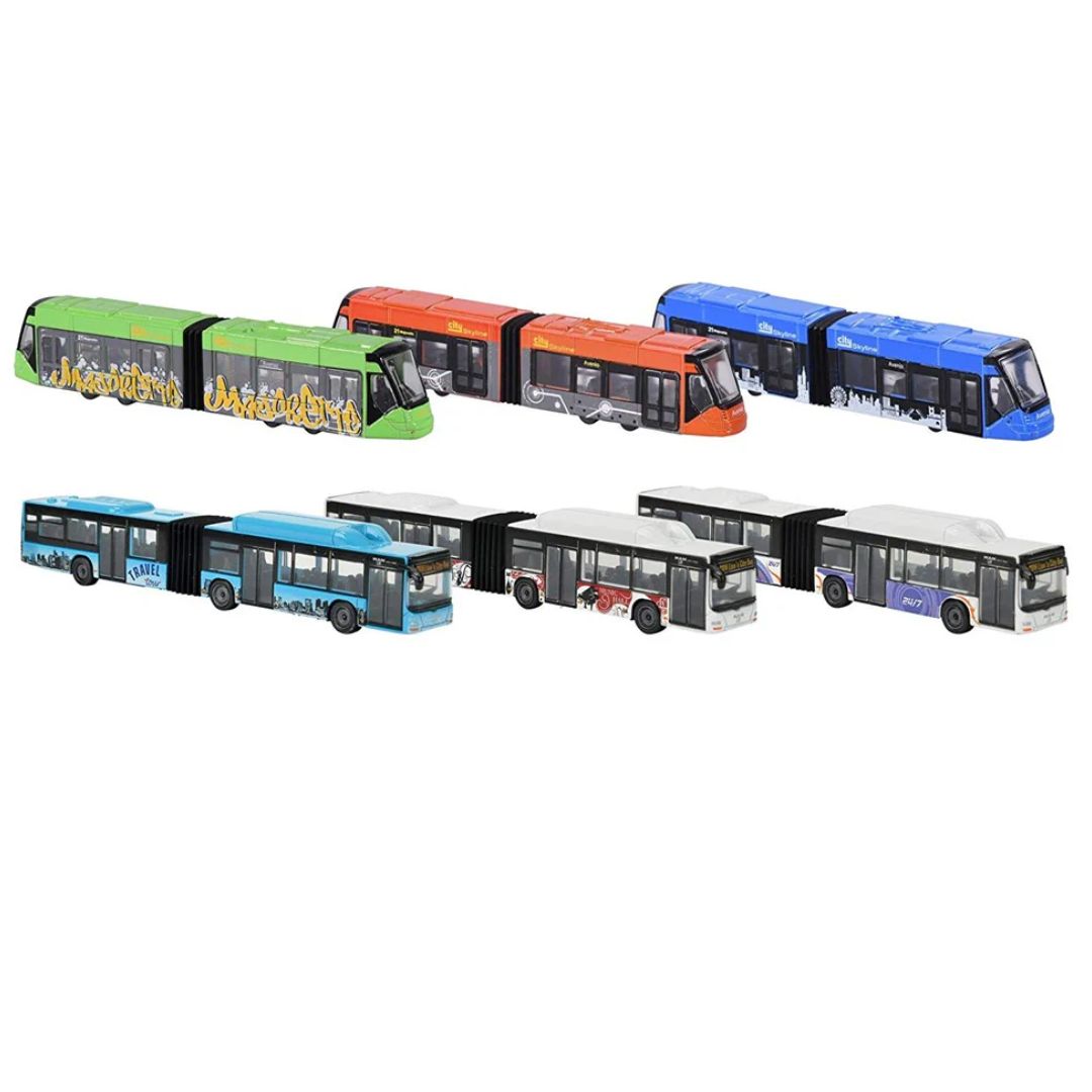 Man City Die-Cast Bus+Siemens Avenio 6 Diecast Tram Assortment  By Majorette By Majorette