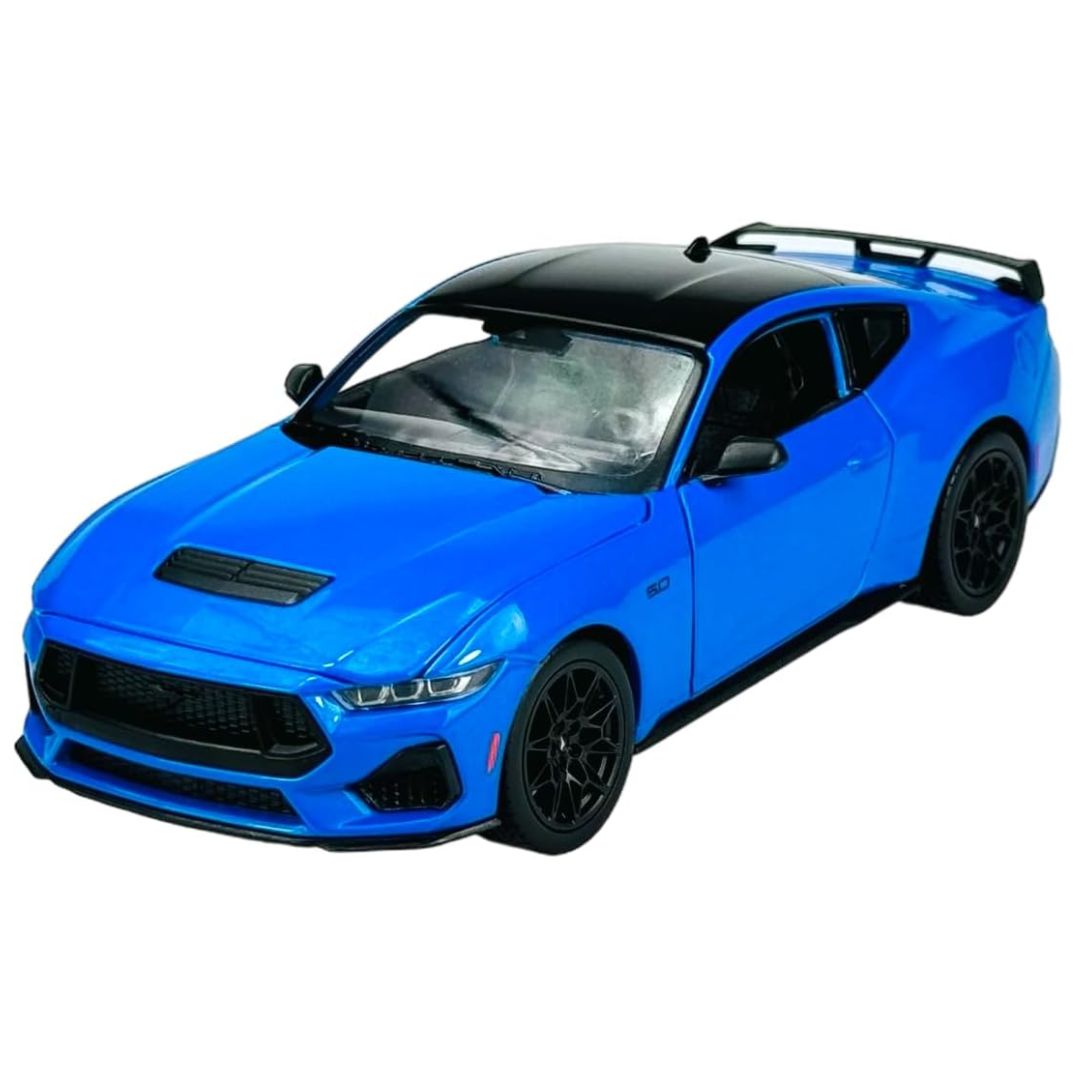 Blue 2024 Ford Mustang Gt 1:24 Scale Die-Cast Car By Welly -Welly - India - www.superherotoystore.com