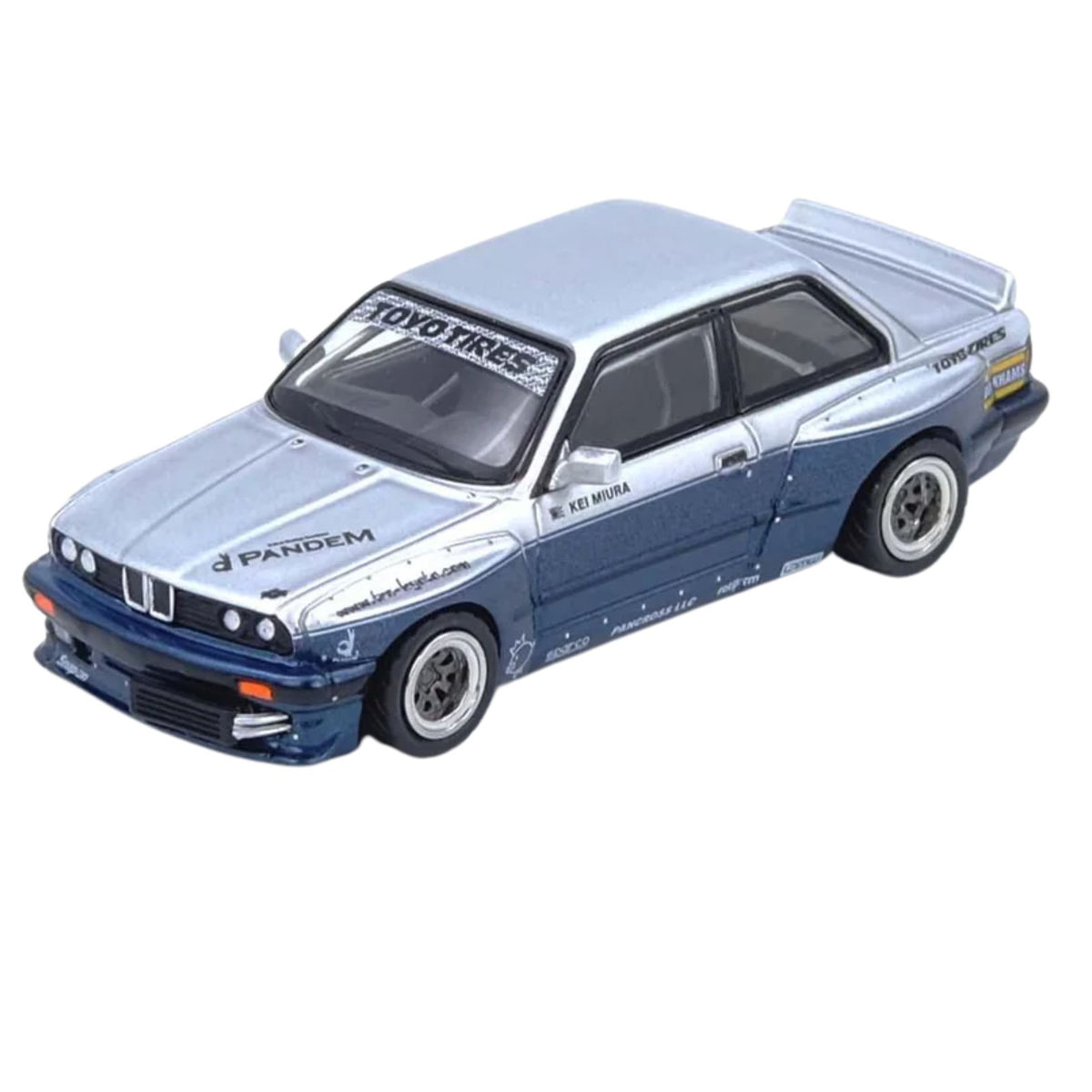 Pandem E30 M3 Silver/Blue 1:64 Diecast Car By Inno64
