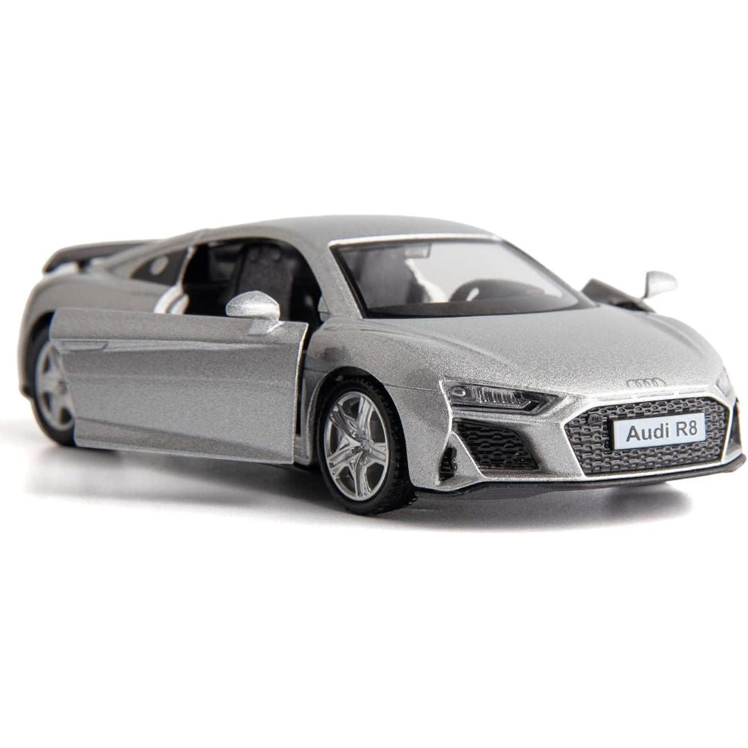 Silver Audi R8 Coupe 1:43 Scale Die-Cast Car By RMZ
