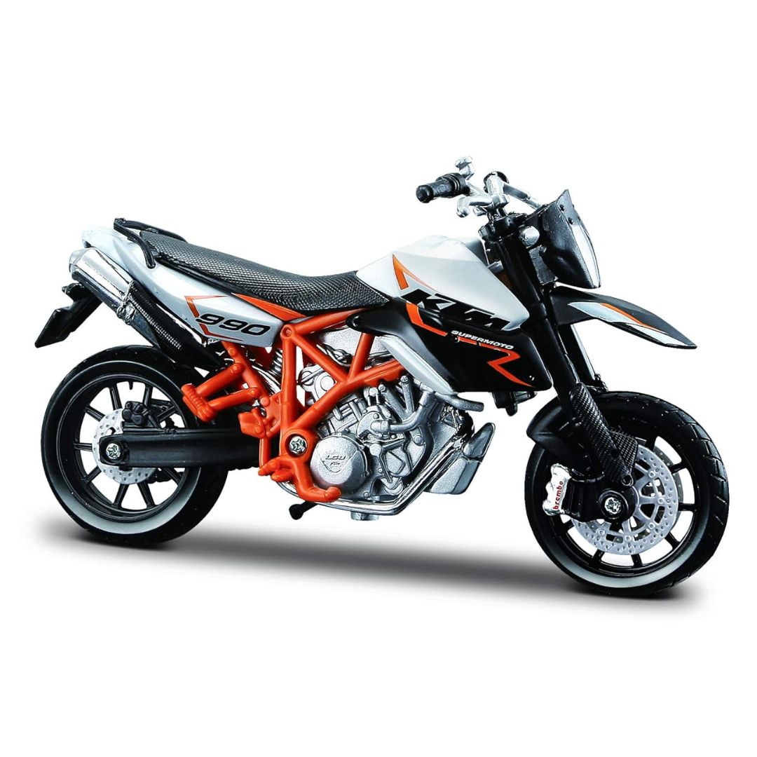 White KTM 990 SUPERMOTO R 1:18 Scale Die-Cast Model Bike by Bburago -Bburago - India - www.superherotoystore.com