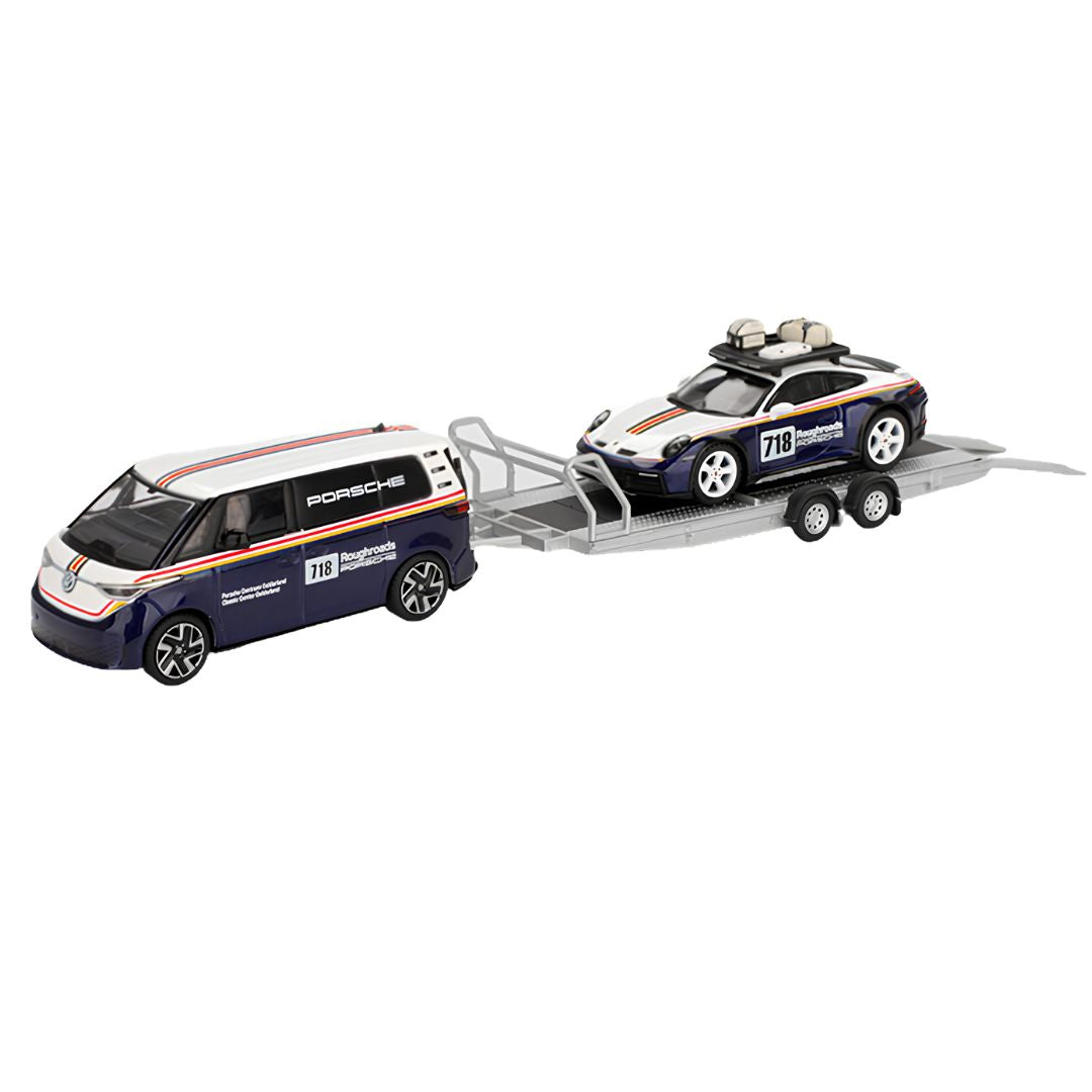 Porsche 911 Dakar 718 Volkswagen Id Buzz Porsche Centrum Gel 1:64 Diecast Car By Mini Gt