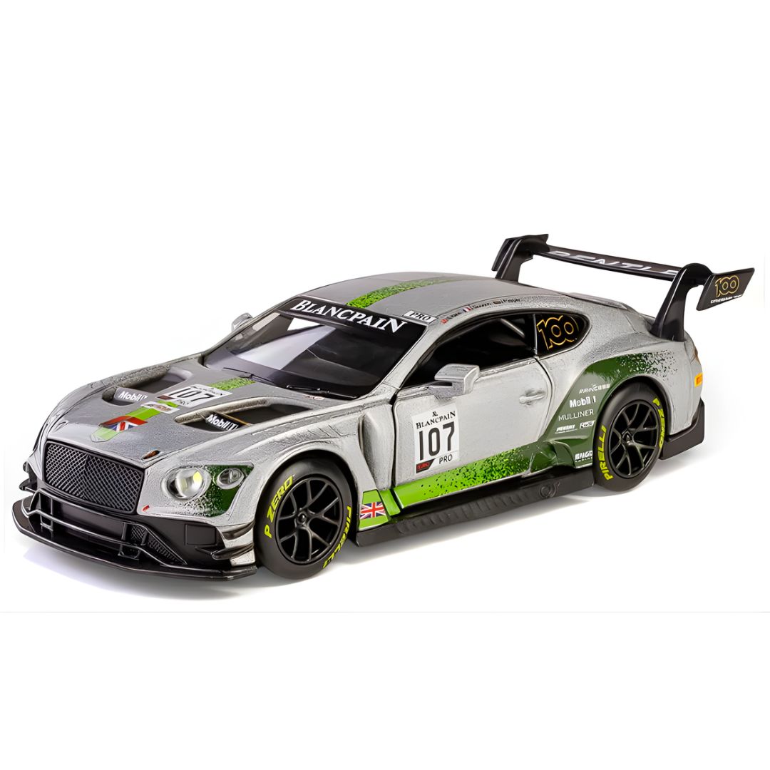 Silver BENTLEY CONTINENTAL GT3 1:32 Scale Die-Cast Car By RMZ -RMZ - India - www.superherotoystore.com