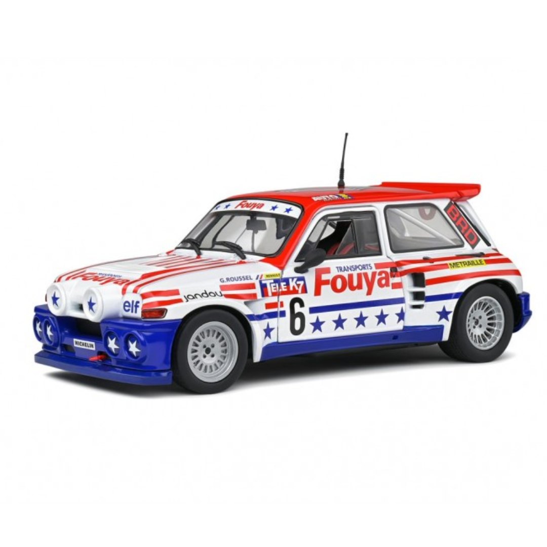 White RENAULT 5 MAXI -RALLYCROSS 1987 (G ROUSSEL) 1:18 Scale die-cast car by Solido -Solido - India - www.superherotoystore.com