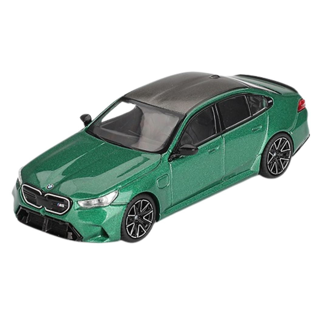 Green Metallic BMW M5 (G90) Isle of Man 1:64 Scale Die-Cast Car By Mini GT