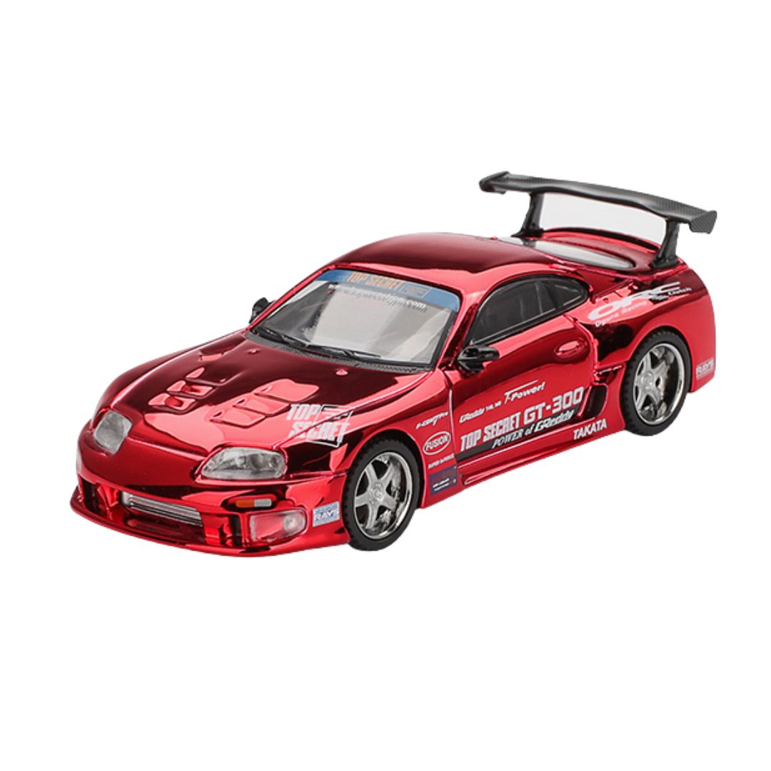 Toyota Supra (A80) Top Secret Gt-300 Top Secret Red Chrome 1/64 Scale Die-Cast Car By Mini Gt -Mini GT - India - www.superherotoystore.com