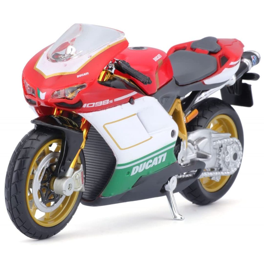 White Ducati 1098 S Tricolore 1:18 Scale Bike by Maisto -Maisto - India - www.superherotoystore.com