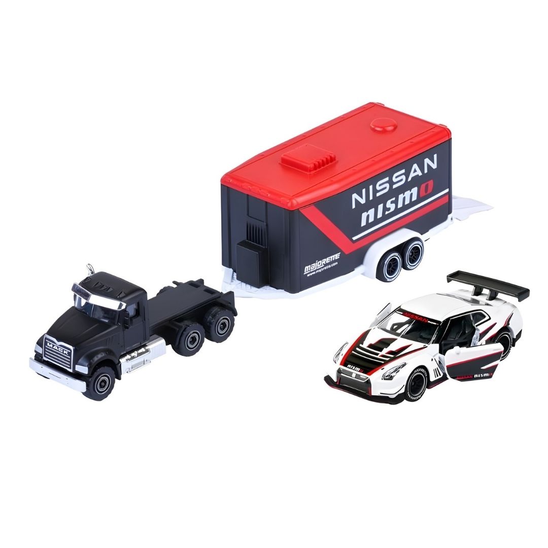 Racing Deluxe MACK GRANITE + NISSAN GT-R NISMO GTE 1:64 Scale Die-Cast Car By Majorette -Majorette - India - www.superherotoystore.com